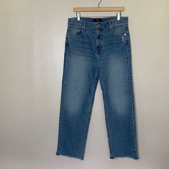 Women’s ABLE the straight jean size 32 raw hem sold out high rise waist - Picture 2 of 13